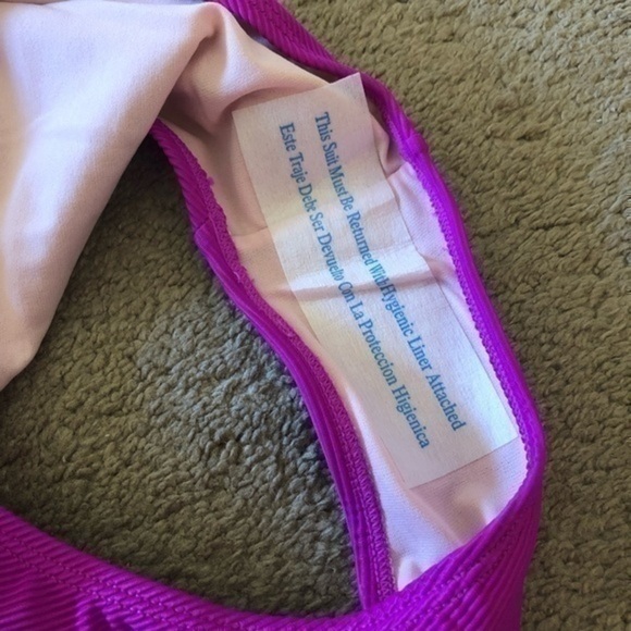 NEW NWT XHILARATION Ribbed Ruffle Shoulder One Piece Swimsuit Purple JRS Large - Picture 12 of 12